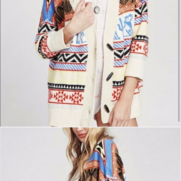 Wildfox Multicolor Patterned Cardigan couture midnight howl Harper - Picture 3 of 5
